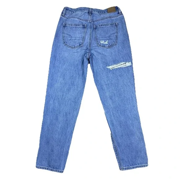 American Eagle High-Rise Patchwork Straight Mom Jeans Relaxed‎ Distressed Size 4 - Picture 2 of 14